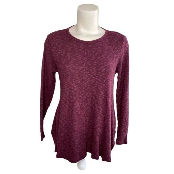 MAX JEANS Purple Mixed Media Marled Knit‎ & Feather Back Top XS - Picture 2 of 6